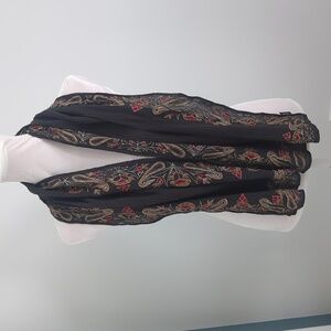 GAP Embroidered Boho Scarf Brown Paisley Vintage 1990s